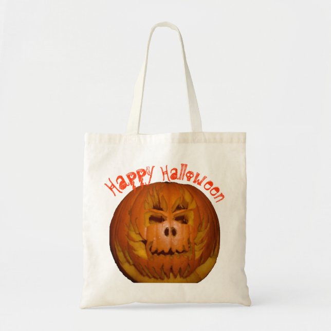 Pumpkin, Flaming Skull Tote Bag (Front)