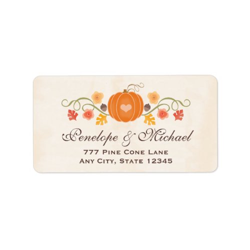 Pumpkin Floral Acorn Wedding Label