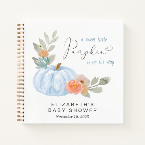 Pumpkin Floral Baby Boy Shower Guest Book