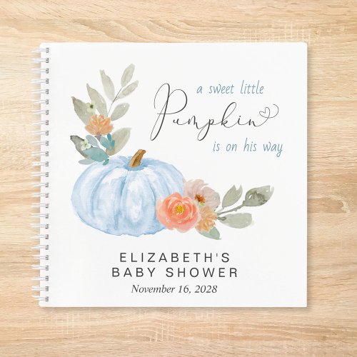 Pumpkin Floral Baby Boy Shower Guest Book