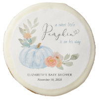 Pumpkin Floral Baby Boy Shower Sugar Cookie