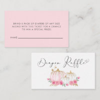 Pumpkin Floral Baby Girl Shower Diaper Raffle Enclosure Card