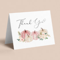 Pumpkin Floral Baby Girl Shower Thank You Card