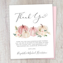 Pumpkin Floral Baby Girl Shower Thank You Card