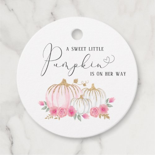Pumpkin Floral Baby Girl Shower Thank You Favor Tags