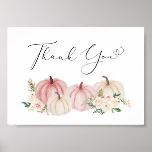 Pumpkin Floral Baby Girl Shower Thank You Poster