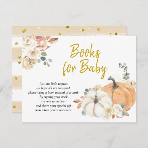 Pumpkin Floral Baby Shower Books for Baby Invitation Postcard