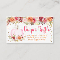Pumpkin Floral Baby Shower Diaper Raffle Cards