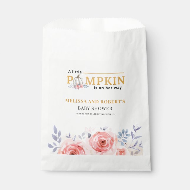 Pumpkin Floral Baby Shower Favor Bag (Front)