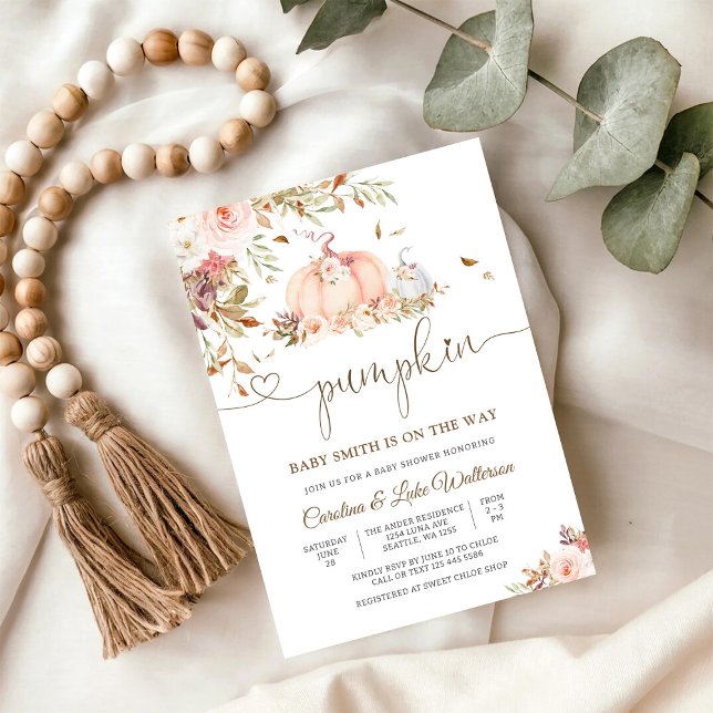 Pumpkin Floral Baby Shower Invitation (Creator Uploaded)