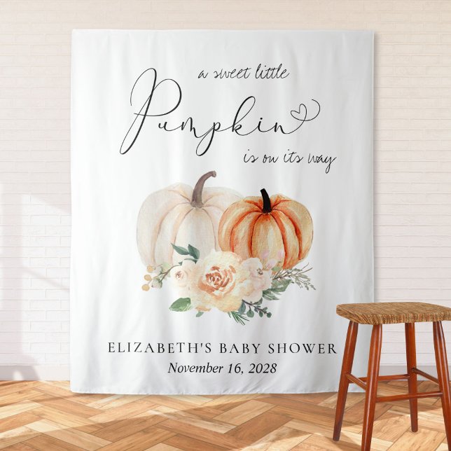 Pumpkin Floral Baby Shower Photo Backdrop (Creator Uploaded)