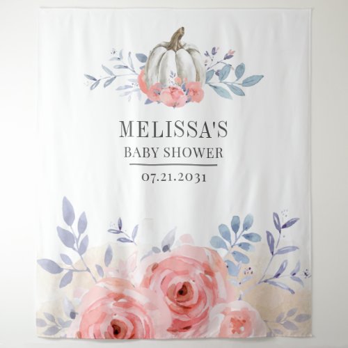 Pumpkin Floral Baby Shower Pink Roses Backdrop