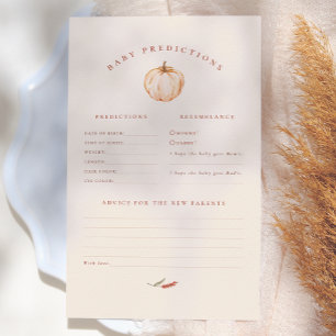 Pumpkin Floral Baby Shower Prediction Advice Game