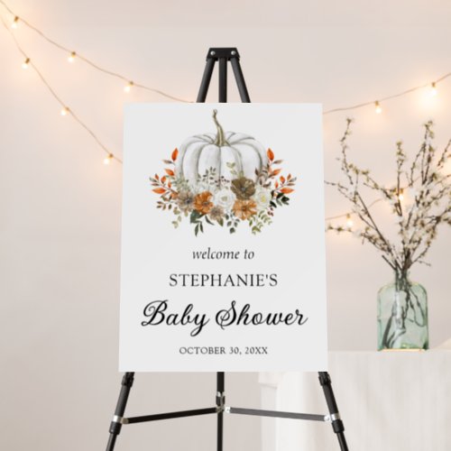 Pumpkin Floral Baby Shower Welcome Sign 