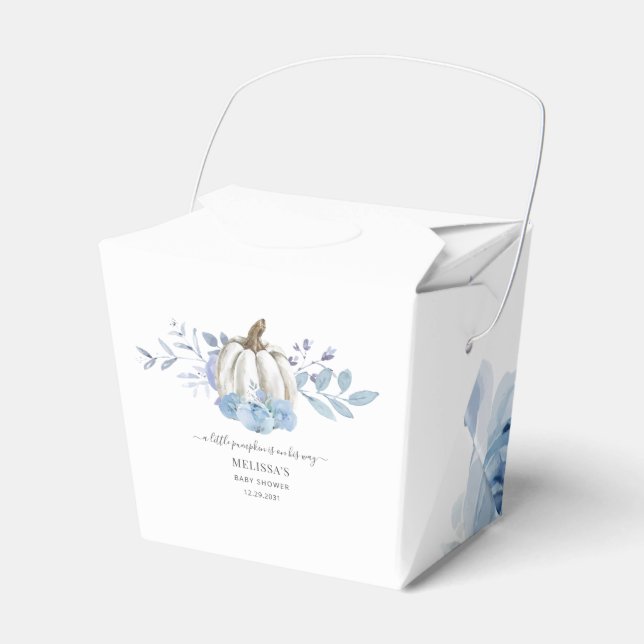 Pumpkin Floral Blue Lilac Baby Shower Favor Boxes (Front Side)