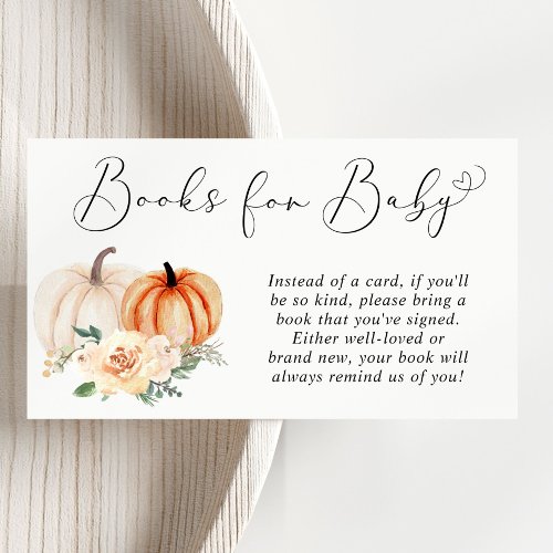 Pumpkin Floral Books For Baby Shower Enclosure Card