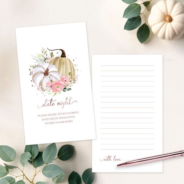 Pumpkin Floral Bridal Shower Date Night Cards (Creator Uploaded)