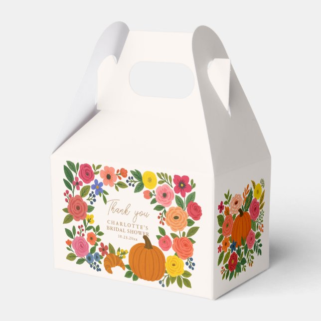 Pumpkin Floral Bridal Shower Favor Boxes (Back Side)