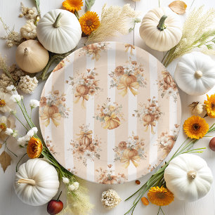 Pumpkin Floral Bridal Shower Paper Plates