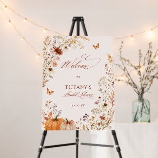 Pumpkin Floral Bridal Shower Welcome Sign