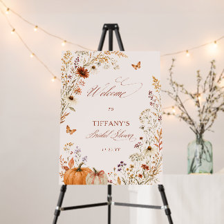 Pumpkin Floral Bridal Shower Welcome Sign