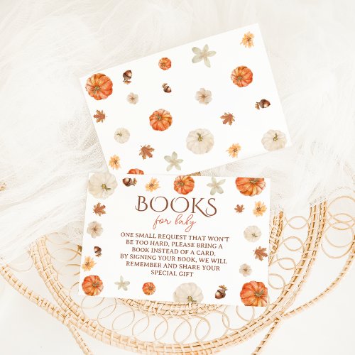 Pumpkin Floral Cute Baby Shower Book Request Enclosure Card