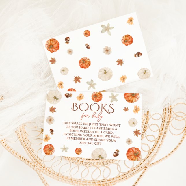 Pumpkin Floral Cute Baby Shower Book Request Enclosure Card (Creator Uploaded)