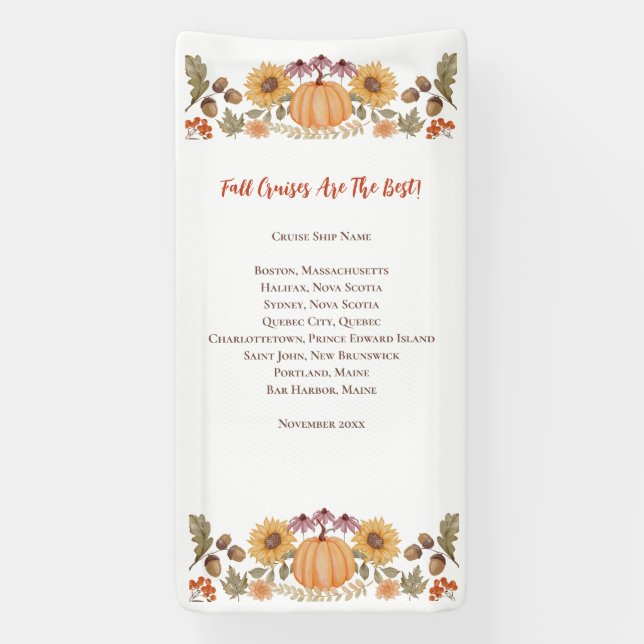 Pumpkin Floral Fall Autumn Cruise Ship Banner (Vertical)