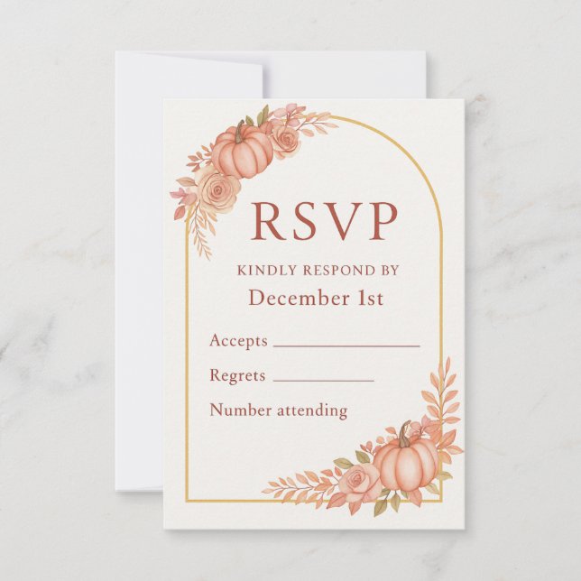 Pumpkin Floral Fall Baby Shower RSVP Card (Front)