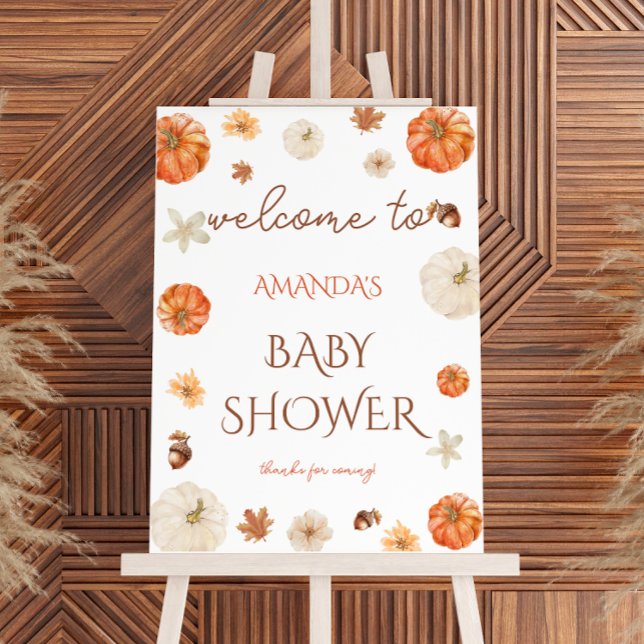 Pumpkin Floral Fall Boho Baby Shower Welcome Sign (Creator Uploaded)