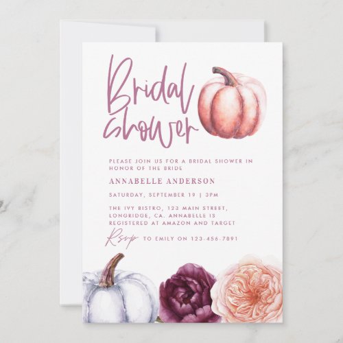 pumpkin floral fall purple peach bridal shower