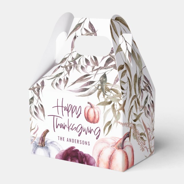 pumpkin floral fall thanksgiving party favour box (Front Side)