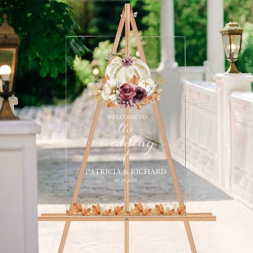 Pumpkin Floral Fall Wedding Welcome Sign