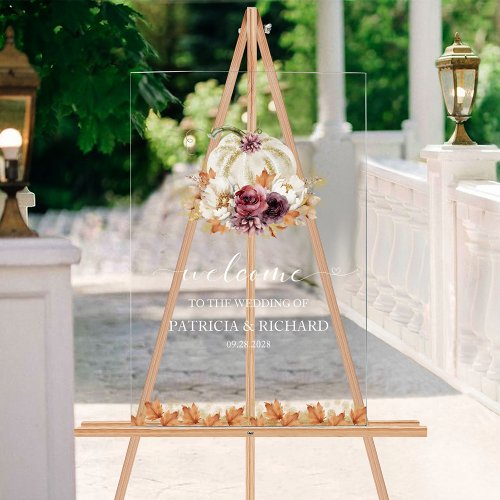 Pumpkin Floral Fall Wedding Welcome Sign