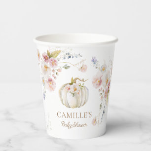 Pumpkin Floral Girl Baby Shower Paper Cups