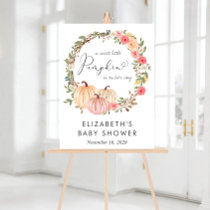 Pumpkin Floral Girl Baby Shower Welcome Acrylic Sign