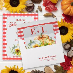 Pumpkin Floral Monogram and Return Address Wedding Envelope