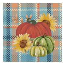 Pumpkin floral Rustic Fall Plaid Vintage