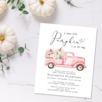 Pumpkin Floral Truck Baby Girl Shower Invitation