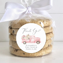 Pumpkin Floral Truck Baby Girl Shower Thank You Classic Round Sticker