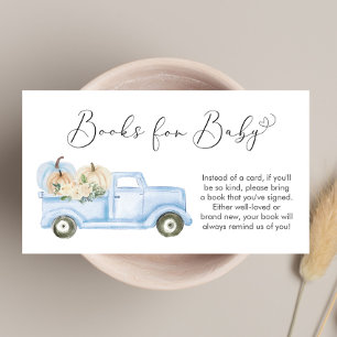 Pumpkin Floral Truck Books For Baby Boy Shower Enclosure Card