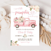 Pumpkin Floral Vintage Truck Baby Girl Shower  Invitation