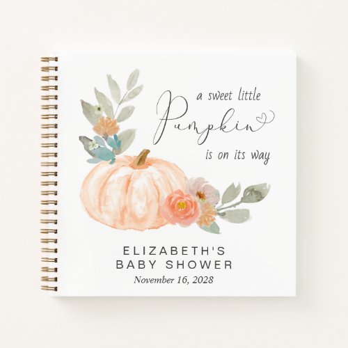 Pumpkin Floral Watercolor Baby Shower Guest Book