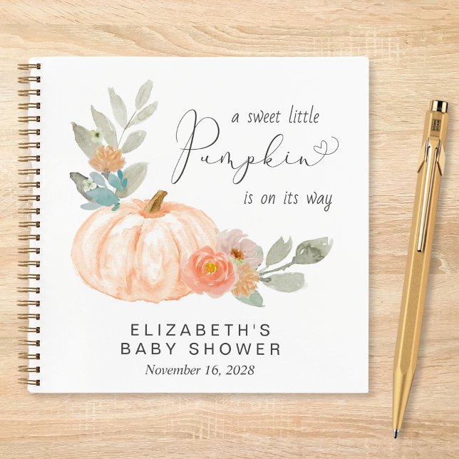 Pumpkin Floral Watercolor Baby Shower Guest Book (Creator Uploaded)