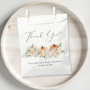 Pumpkin Floral Watercolor Baby Shower Thank You Favor Bag