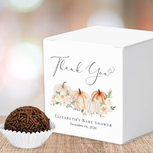 Pumpkin Floral Watercolor Baby Shower Thank You Favor Boxes