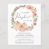 Pumpkin Floral Watercolor Girl Baby Shower Invite (Front)