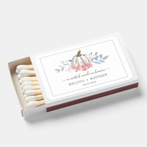 Pumpkin Floral Watercolor Pink Lilac Wedding Matchboxes