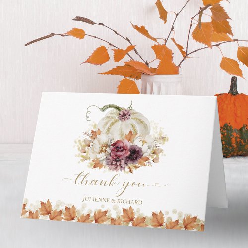 Pumpkin Floral Wedding Thank You Card