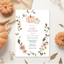 Pumpkin Floral Wreath Baby Shower Invitation